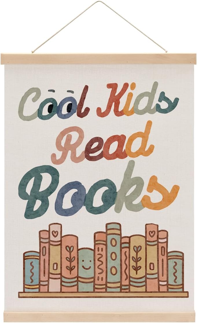 XFN Reading Poster Hanger, Reading Nook Library Decor Wall Decor, Book Lovers Gifts, Educational Posters Wall Art Wall Hanging Banner Farmhouse Classroom Bedroom Reading Room Apartment Home Decor - Image 1